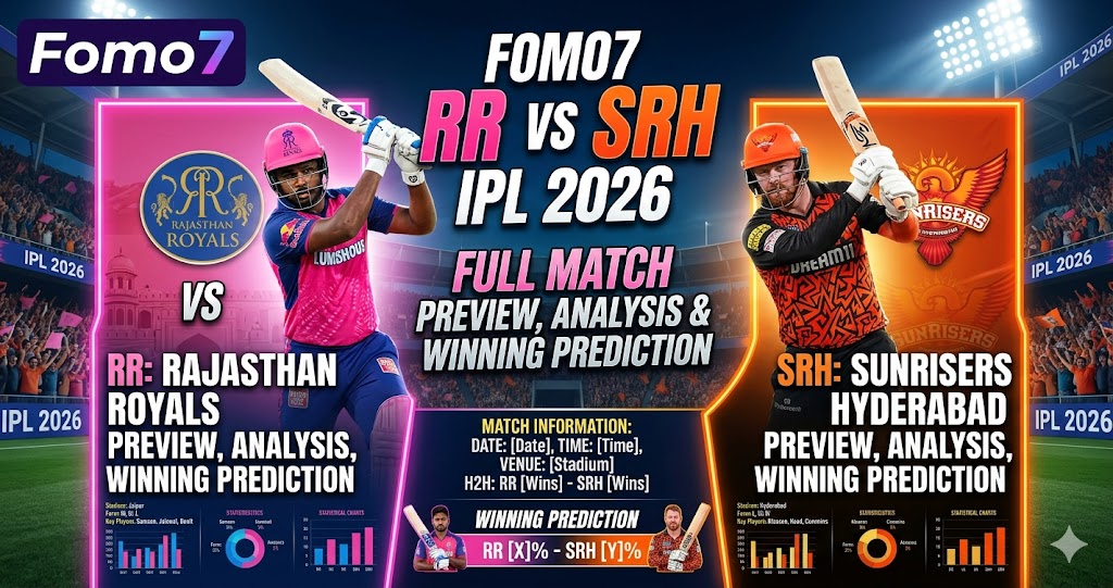 Fomo7 RR vs SRH IPL 2026 – Full Match Preview, Analysis & Winning Prediction